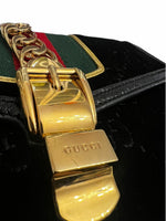 Load image into Gallery viewer, Gucci Sylvie Small Crossbody Bag in Black GG Velvet, Gold-tone Hardware
