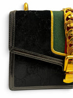 Load image into Gallery viewer, Gucci Sylvie Small Crossbody Bag in Black GG Velvet, Gold-tone Hardware
