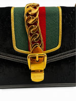 Load image into Gallery viewer, Gucci Sylvie Small Crossbody Bag in Black GG Velvet, Gold-tone Hardware
