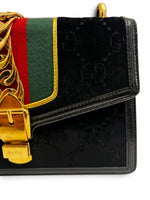Load image into Gallery viewer, Gucci Sylvie Small Crossbody Bag in Black GG Velvet, Gold-tone Hardware
