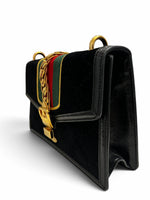 Load image into Gallery viewer, Gucci Sylvie Small Crossbody Bag in Black GG Velvet, Gold-tone Hardware
