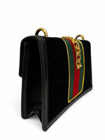 Load image into Gallery viewer, Gucci Sylvie Small Crossbody Bag in Black GG Velvet, Gold-tone Hardware
