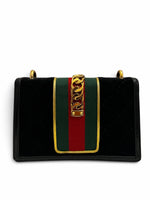 Load image into Gallery viewer, Gucci Sylvie Small Crossbody Bag in Black GG Velvet, Gold-tone Hardware
