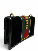 Load image into Gallery viewer, Gucci Sylvie Small Crossbody Bag in Black GG Velvet, Gold-tone Hardware
