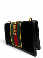 Load image into Gallery viewer, Gucci Sylvie Small Crossbody Bag in Black GG Velvet, Gold-tone Hardware
