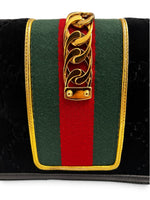 Load image into Gallery viewer, Gucci Sylvie Small Crossbody Bag in Black GG Velvet, Gold-tone Hardware
