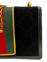 Load image into Gallery viewer, Gucci Sylvie Small Crossbody Bag in Black GG Velvet, Gold-tone Hardware
