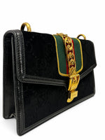 Load image into Gallery viewer, Gucci Sylvie Small Crossbody Bag in Black GG Velvet, Gold-tone Hardware
