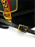 Load image into Gallery viewer, Gucci Sylvie Small Crossbody Bag in Black GG Velvet, Gold-tone Hardware
