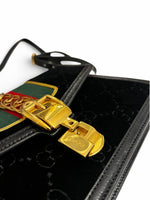 Load image into Gallery viewer, Gucci Sylvie Small Crossbody Bag in Black GG Velvet, Gold-tone Hardware
