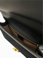 Load image into Gallery viewer, Gucci Sylvie Small Crossbody Bag in Black GG Velvet, Gold-tone Hardware
