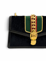 Load image into Gallery viewer, Gucci Sylvie Small Crossbody Bag in Black GG Velvet, Gold-tone Hardware
