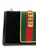 Load image into Gallery viewer, Gucci Sylvie Small Crossbody Bag in Black GG Velvet, Gold-tone Hardware
