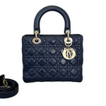 Load image into Gallery viewer, Christian Dior Lady Dior Medium Lambskin Navy Blue GHW
