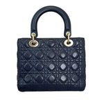 Load image into Gallery viewer, Christian Dior Lady Dior Medium Lambskin Navy Blue GHW
