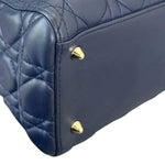 将图片加载到图库查看器，Christian Dior Lady Dior Medium Lambskin Navy Blue GHW
