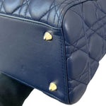 将图片加载到图库查看器，Christian Dior Lady Dior Medium Lambskin Navy Blue GHW
