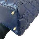 将图片加载到图库查看器，Christian Dior Lady Dior Medium Lambskin Navy Blue GHW
