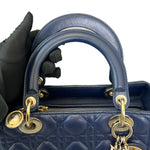 Load image into Gallery viewer, Christian Dior Lady Dior Medium Lambskin Navy Blue GHW
