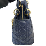 Load image into Gallery viewer, Christian Dior Lady Dior Medium Lambskin Navy Blue GHW
