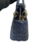 将图片加载到图库查看器，Christian Dior Lady Dior Medium Lambskin Navy Blue GHW
