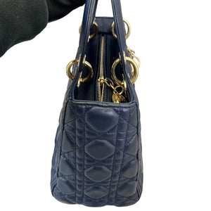 Christian Dior Lady Dior Medium Lambskin Navy Blue GHW