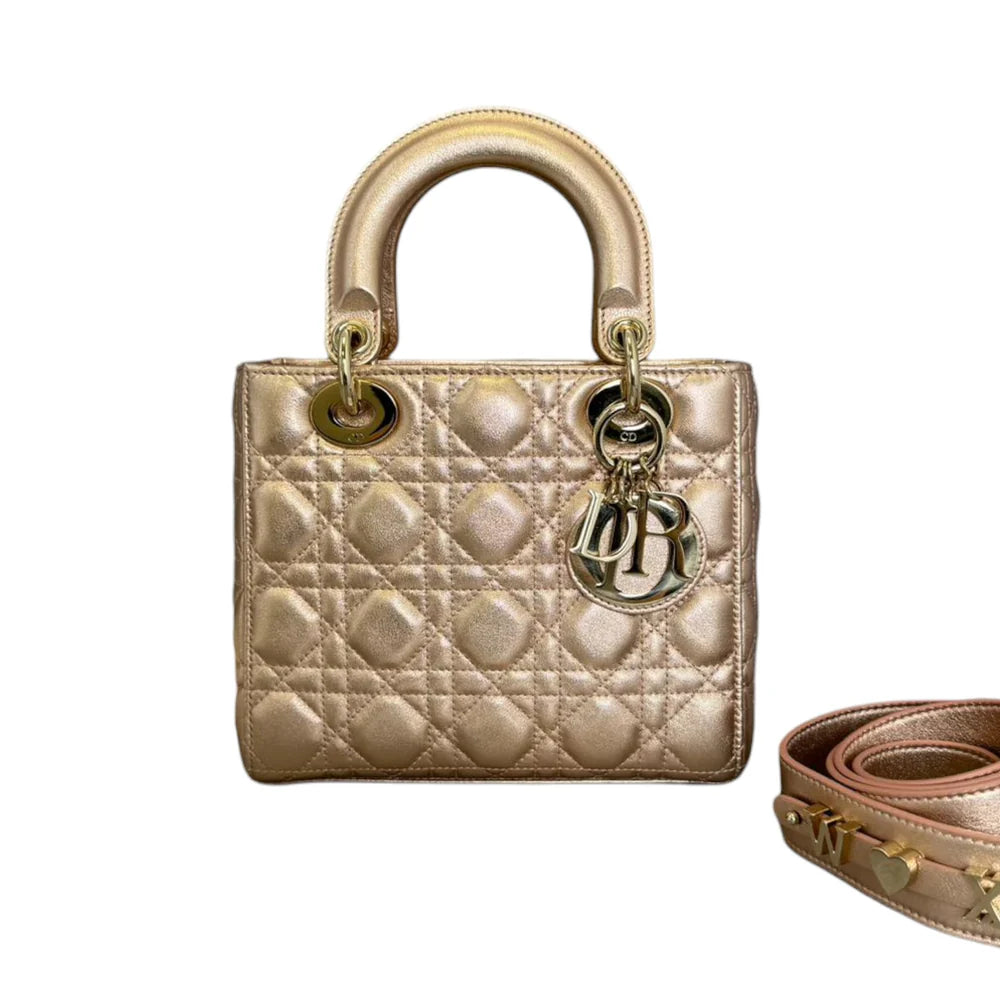 Christian Dior Lady Dior My ABCDior Small Lambskin Cannage Rose Gold GHW