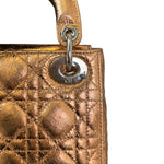 将图片加载到图库查看器，Christian Dior Lady Dior Mini Metallic Cannage Gold SHW
