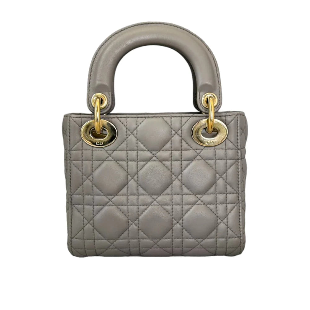 Christian Dior Mini Lady Dior Lambskin Grey GHW