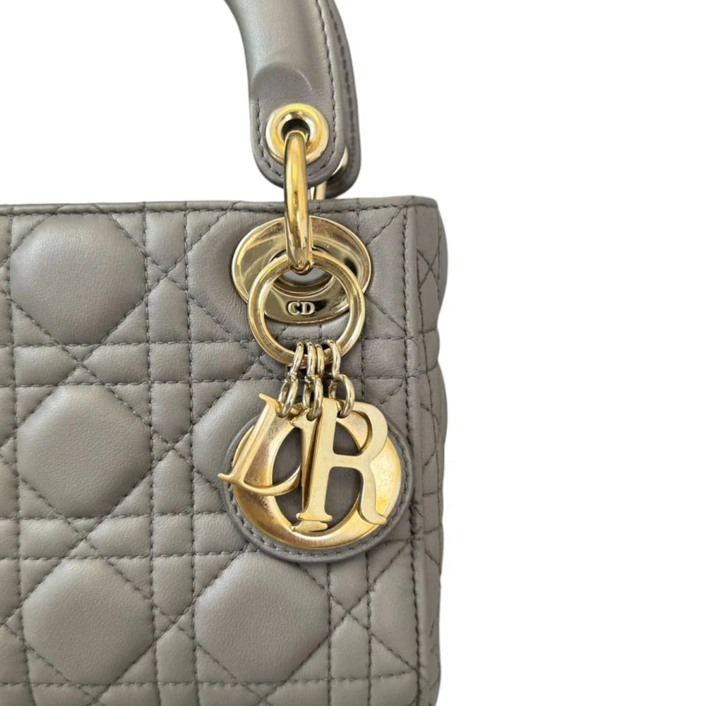 Christian Dior Mini Lady Dior Lambskin Grey GHW