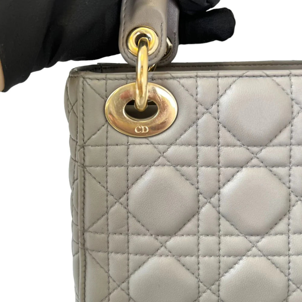 Christian Dior Mini Lady Dior Lambskin Grey GHW