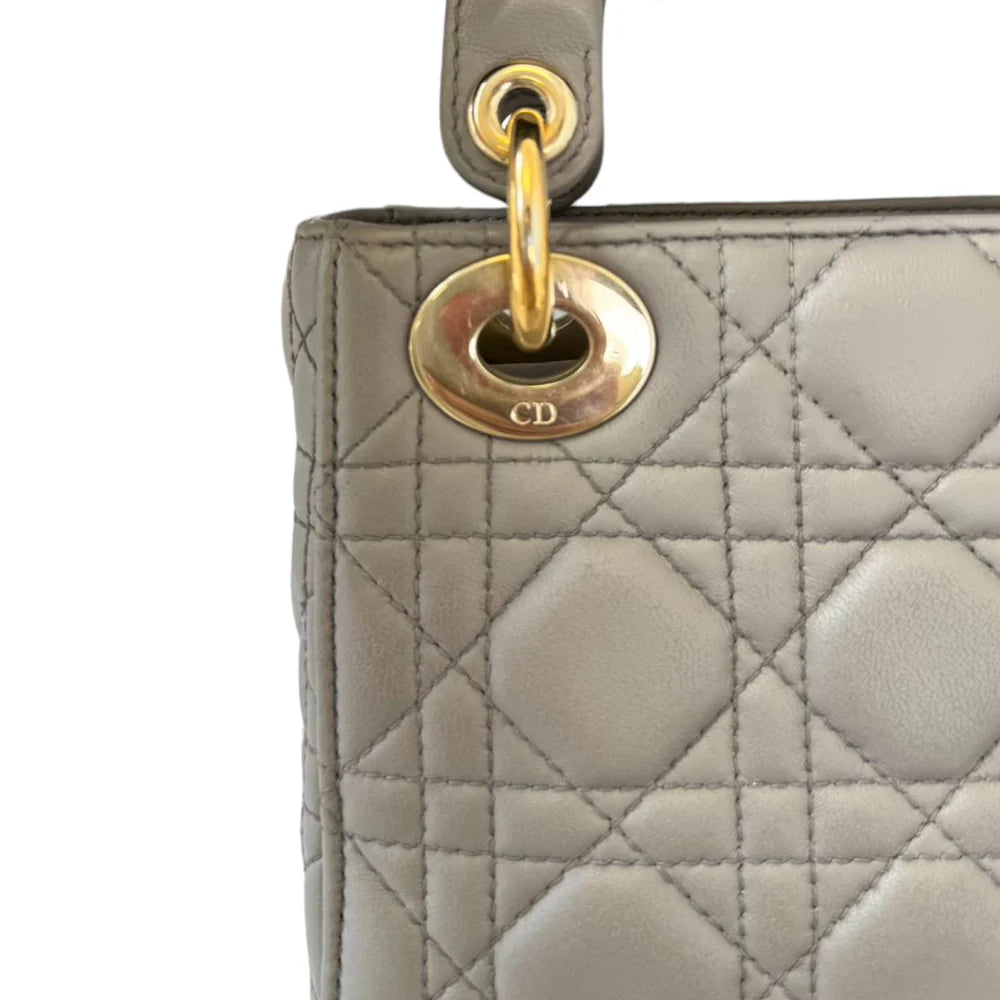 Christian Dior Mini Lady Dior Lambskin Grey GHW