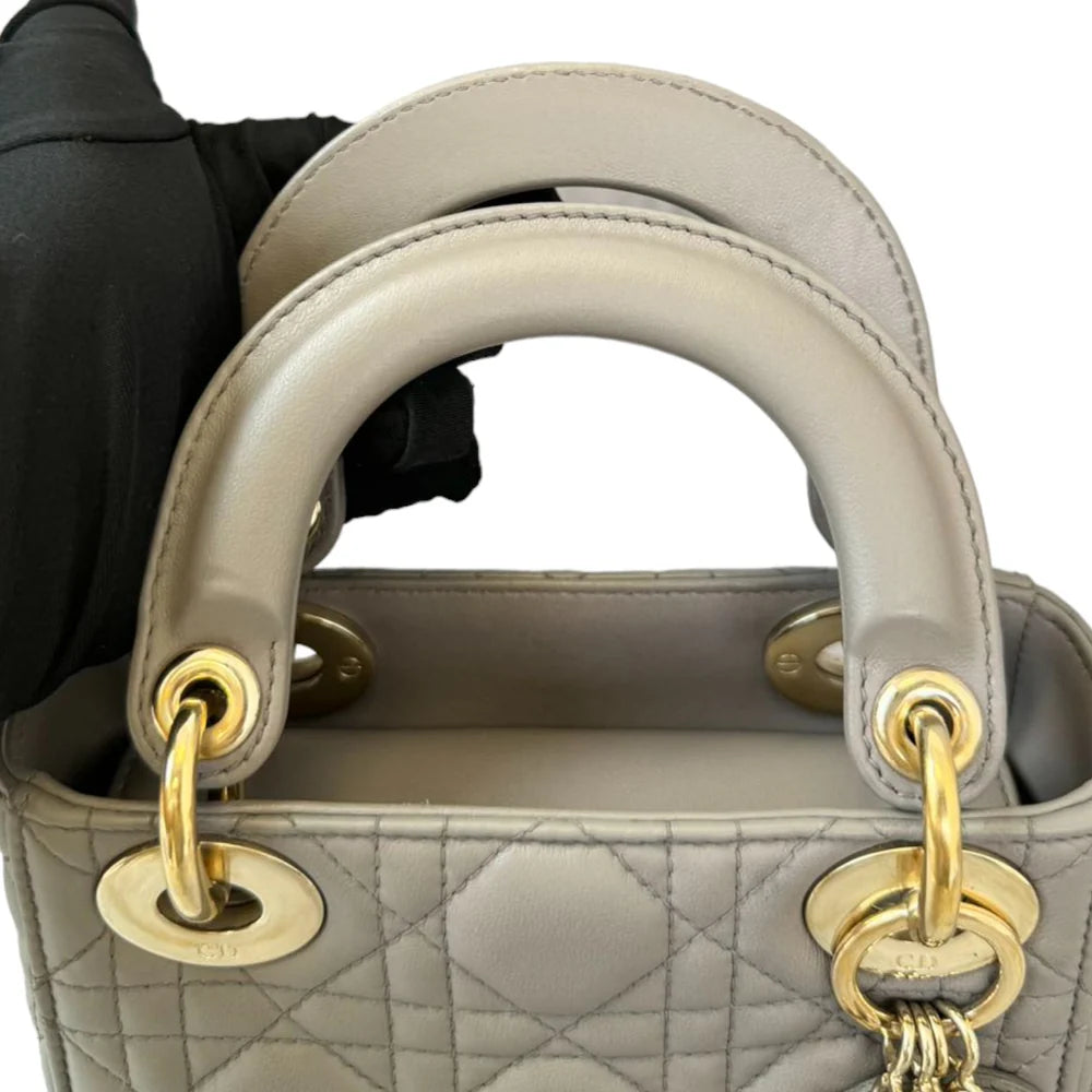 Christian Dior Mini Lady Dior Lambskin Grey GHW