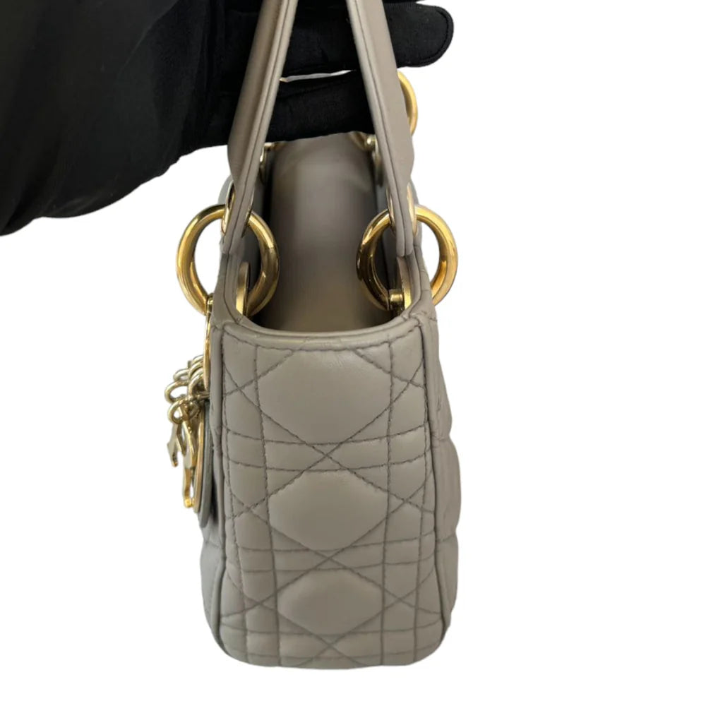 Christian Dior Mini Lady Dior Lambskin Grey GHW