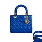 Load image into Gallery viewer, Lady Dior Medium Lambskin Cannage Electric Blue GHW
