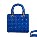 Load image into Gallery viewer, Lady Dior Medium Lambskin Cannage Electric Blue GHW
