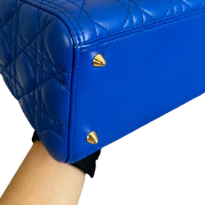 Lady Dior Medium Lambskin Cannage Electric Blue GHW