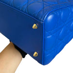 Load image into Gallery viewer, Lady Dior Medium Lambskin Cannage Electric Blue GHW
