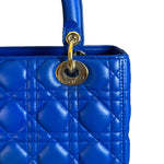 Load image into Gallery viewer, Lady Dior Medium Lambskin Cannage Electric Blue GHW
