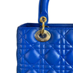 Load image into Gallery viewer, Lady Dior Medium Lambskin Cannage Electric Blue GHW
