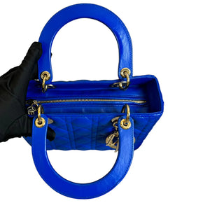 Lady Dior Medium Lambskin Cannage Electric Blue GHW