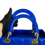 Load image into Gallery viewer, Lady Dior Medium Lambskin Cannage Electric Blue GHW
