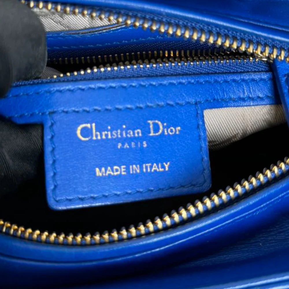 Lady Dior Medium Lambskin Cannage Electric Blue GHW