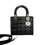 将图片加载到图库查看器，Lady Dior Medium Patent Quilted Black GHW
