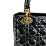 将图片加载到图库查看器，Lady Dior Medium Patent Quilted Black GHW
