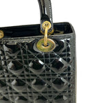 将图片加载到图库查看器，Lady Dior Medium Patent Quilted Black GHW
