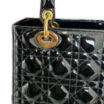 将图片加载到图库查看器，Lady Dior Medium Patent Quilted Black GHW
