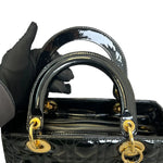 将图片加载到图库查看器，Lady Dior Medium Patent Quilted Black GHW
