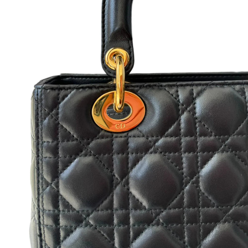 Lady Dior Medium Lambskin Quilted Black GHW