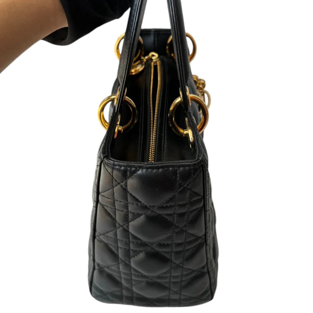 Lady Dior Medium Lambskin Quilted Black GHW